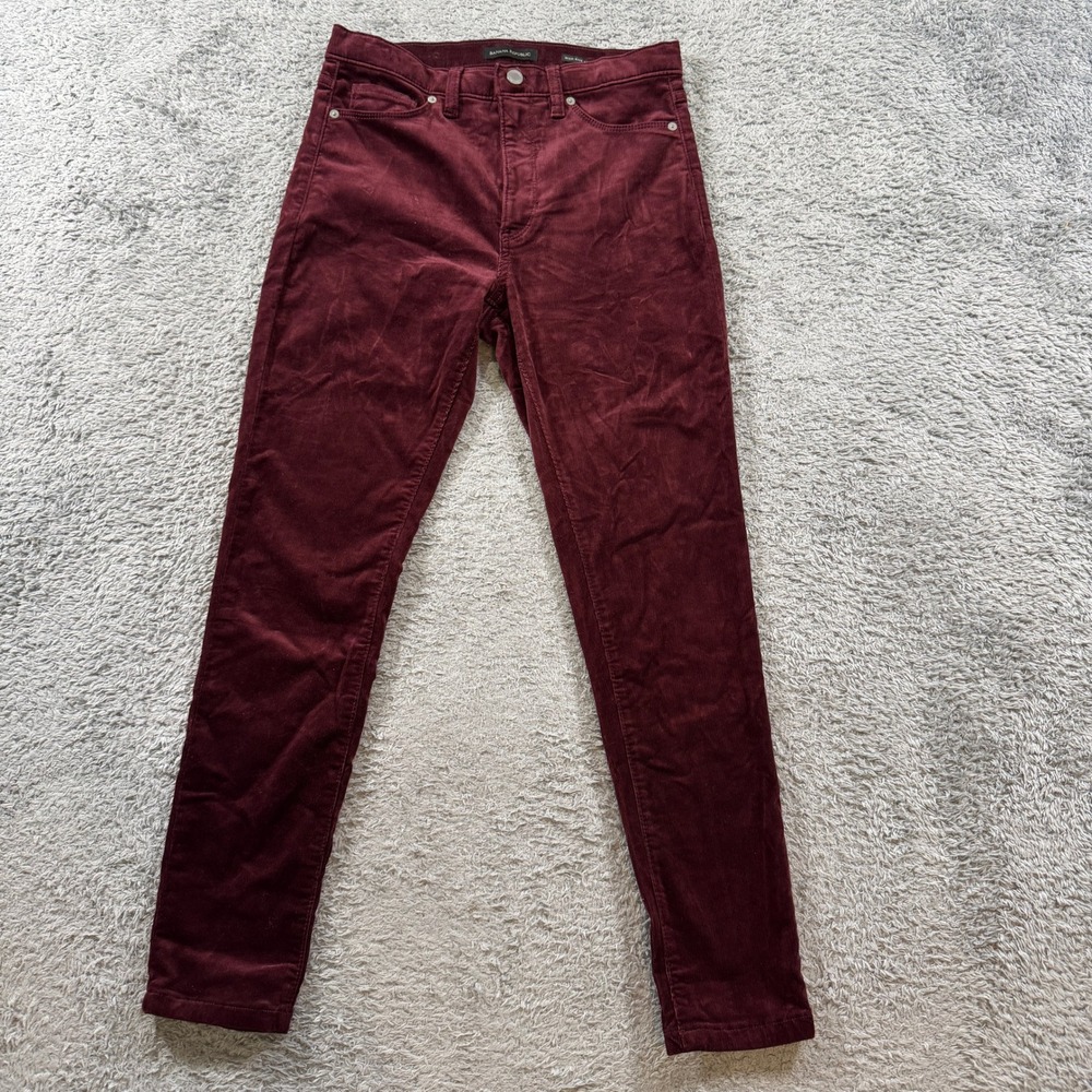 Banana Republic Womens High Rise Skinny Corduroy Pants 27 Burgundy Fine Wale